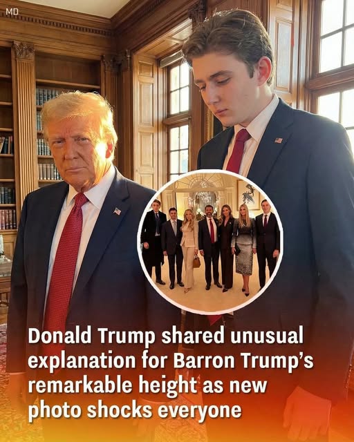 Donald Trump Offers Lighthearted Explanation for Barron Trump’s Height After New Family Photo Draws Attention